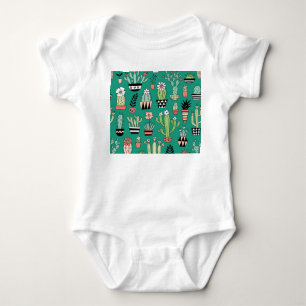 Body Para Bebê Vintagem Verde de Fundo Cactusa Bloqueante
