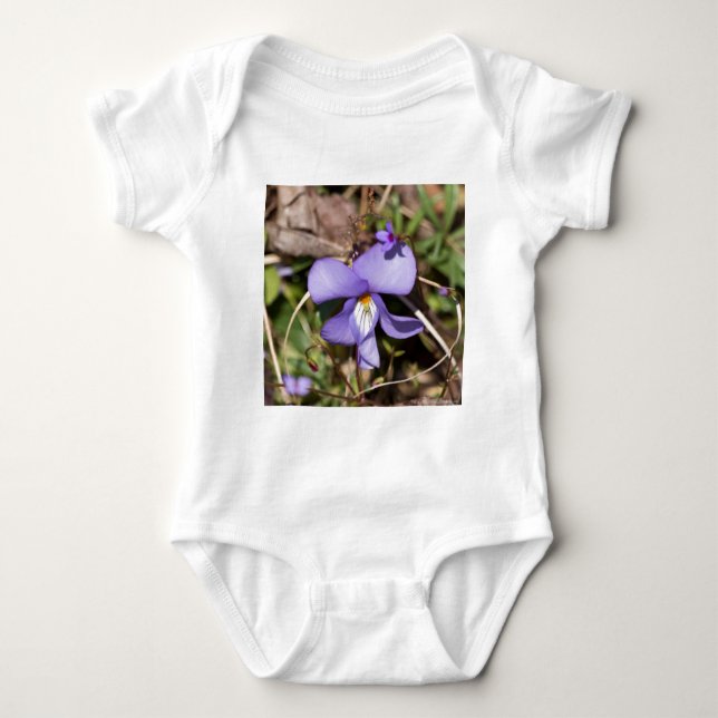 Body Para Bebê Violeta de Pássaros com Bluets (Frente)