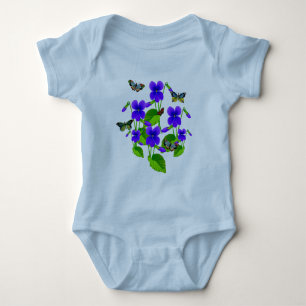 Body Para Bebê Violetas e Borboletas