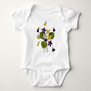 Body Para Bebê Violetas selvagens Assorted feitas no bordado do