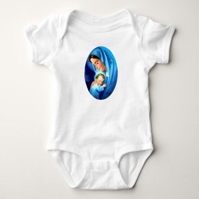 Body Para Bebê Virgem Abençoada Maria com Jesus Bebê (Frente)