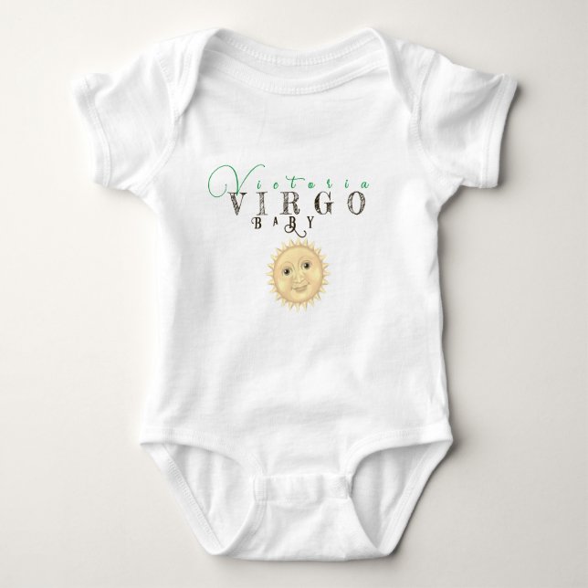 Body Para Bebê Virgo Baby Jumper Sun Sinal de rosto feliz Sinal d (Frente)