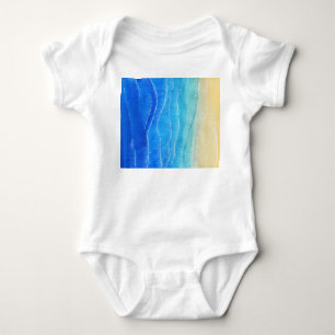 Body Para Bebê Vista de mar e praia em aquarela.