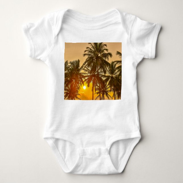 Body Para Bebê Vista de Sunset de Praia do Sri Lanka (Frente)