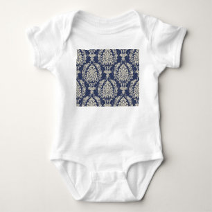Body Para Bebê Vitoriano Damask Wallpaper Padrão de Vintage