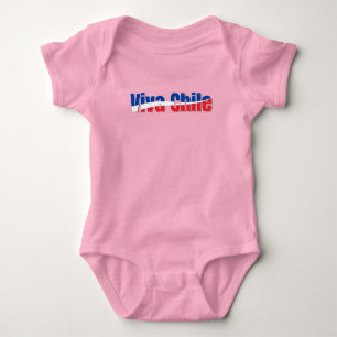 Body Para Bebê Viva Tipografia de Bandeira Patriótica do Chile