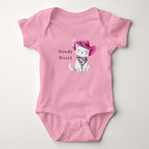 Body Para Bebê Viva Vaqueira Rosa Gata com um Chapéu
