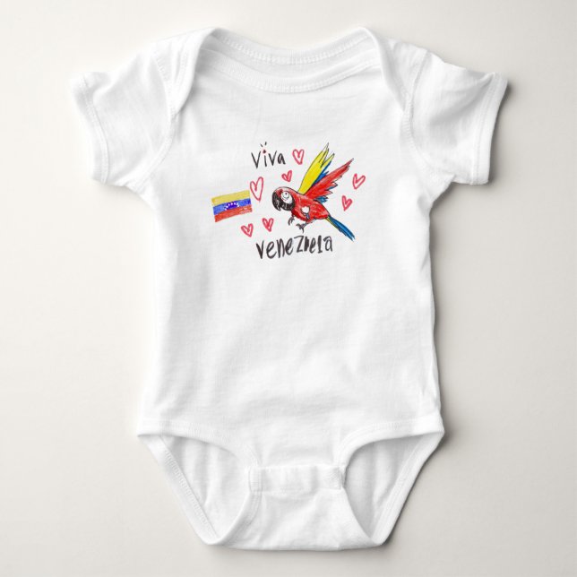 Body Para Bebê Viva Venezuela – Guacamaya y Bandera inft (Frente)