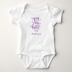 Body Para Bebê Você Faz Meu Coração Sorrir Nome Personalizado Fof