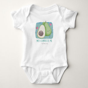 Body Para Bebê Você Me Completa Amor Kawaii Aquarela Abacate