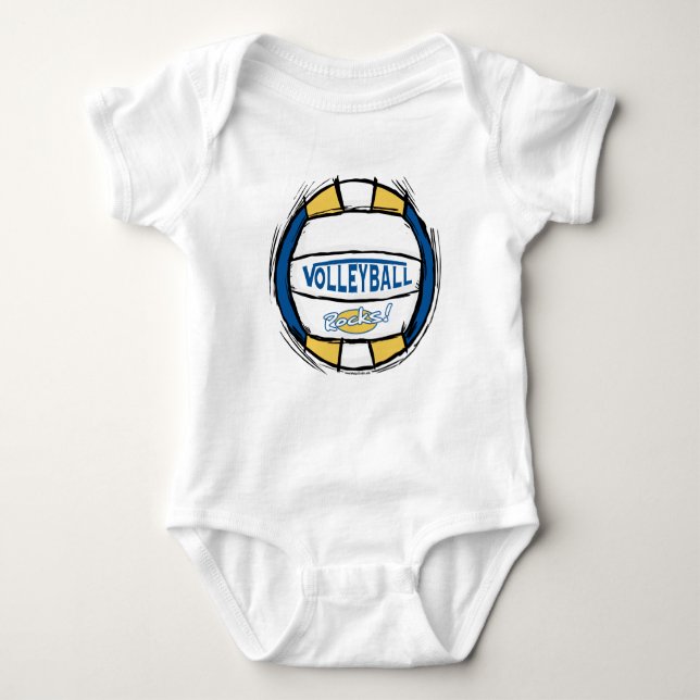 Body Para Bebê Você Pode Ti-Lo Azul De Voleibol Dourado (Frente)