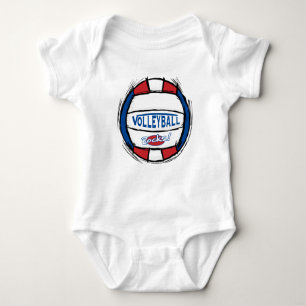 Body Para Bebê Você Pode Ti-Lo Vermelho Azul De Voleibol