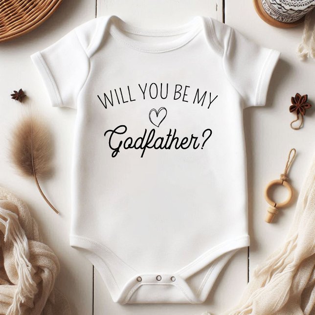 Body Para Bebê Você Será Meu Padrinho? Anúncio de gravidez (Will You Be My Godfather? Pregnancy Announcement Baby Bodysuit)