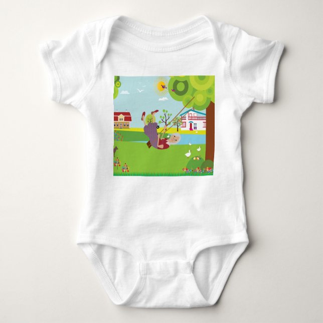 Body Para Bebê Vovó balançando no balanço (Frente)