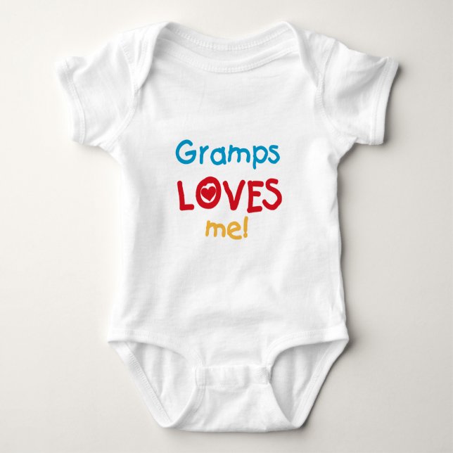Body Para Bebê Vovô me ama T-shirts e presentes (Frente)