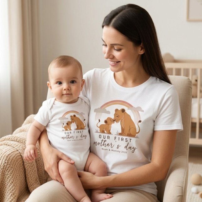 Body Para Bebê Warm Lion Baby Mom Love First Mothers Day Soft Art (Criador carregado)