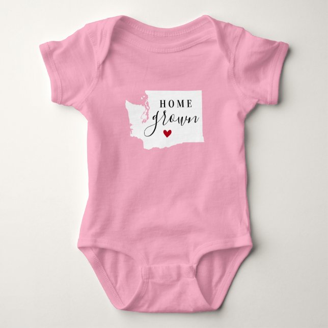 Body Para Bebê Washington Home Grown State Tee (Frente)