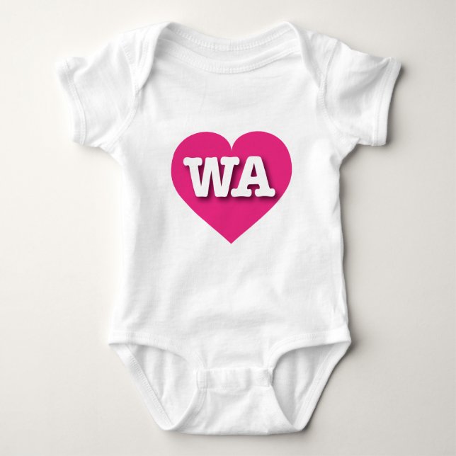 Body Para Bebê Washington Hot Pink Heart - Eu amo WA (Frente)