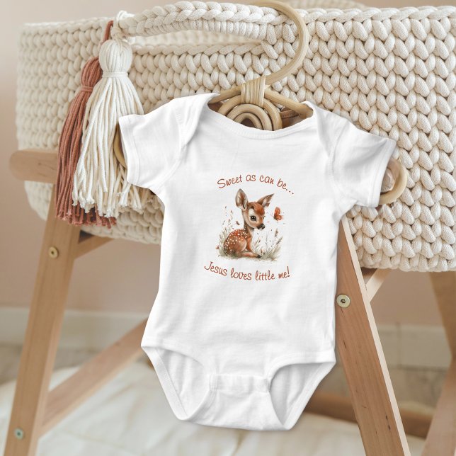 Body Para Bebê Watercolor Baby Deer Jesus ama biquetê (Criador carregado)