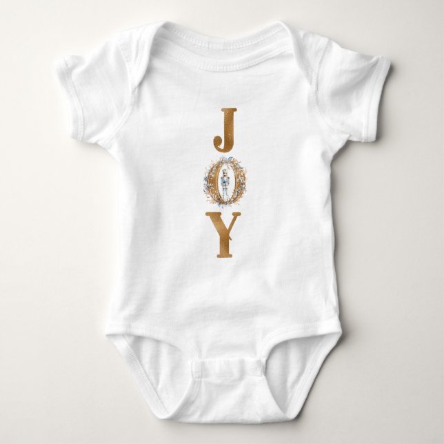 Body Para Bebê Watercolor Christmas Joy Nutcracker (Frente)