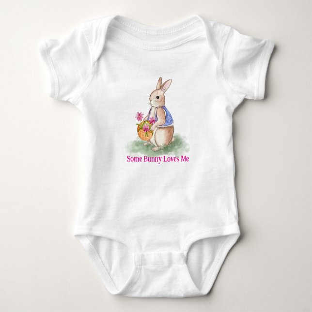 Body Para Bebê Watercolor Easter Bunny (Frente)