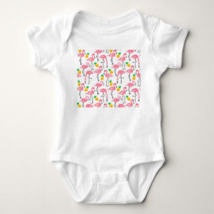 Body Para Bebê Watercolor Flamingo e Abacaxi: Conjunto Tropical.