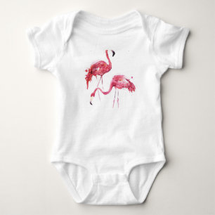 Body Para Bebê Watercolor Flamingos, Elegante Design.