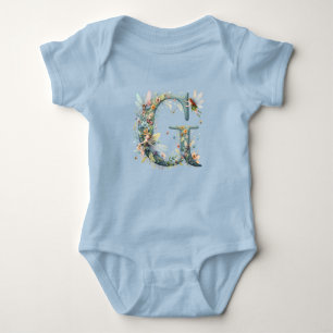Body Para Bebê Watercolor Greenery Fairies Monograma - Letra G