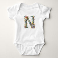 Watercolor Greenery Fairies Monograma - Letra N