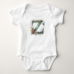 Body Para Bebê Watercolor Greenery Fairies Monograma - Letra Z