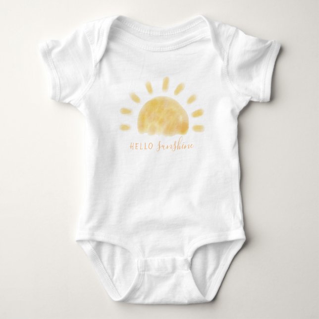 Body Para Bebê Watercolor "Hello Sunshine" Sun (Frente)