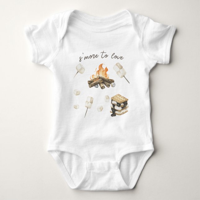 Body Para Bebê Watercolor S'more Baby Shower  (Frente)