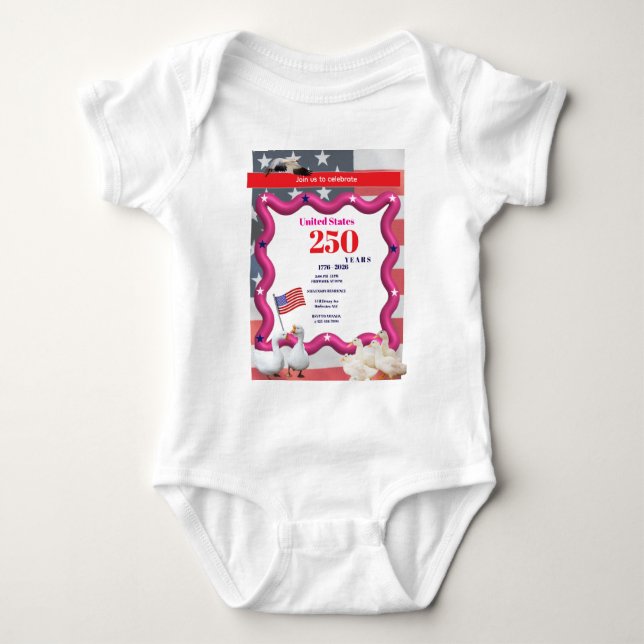 Body Para Bebê We The Silly Geese 250th Funny Celebration (Frente)