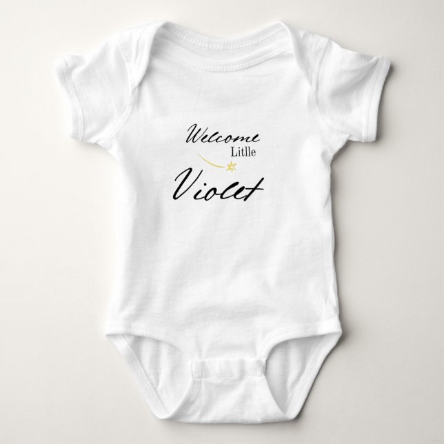 Body Para Bebê Welcome Little..., Personalized Name Baby Bodie (Frente)