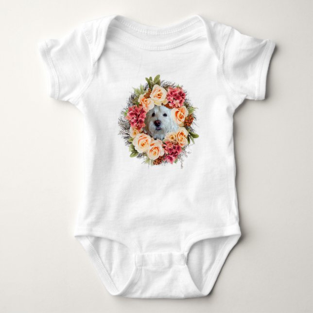 Body Para Bebê Westie Floral Wreath (Frente)