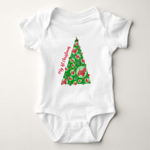 Body Para Bebê Westie Terrier Dog Silhouette Árvore de Natal Verm