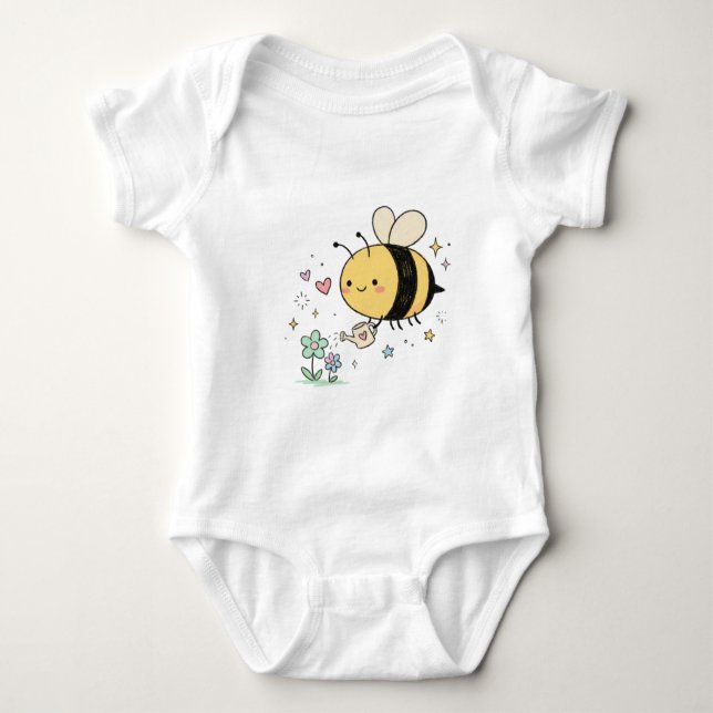 Body Para Bebê  Whimsical Bumblebee baby Plant Moms (Frente)