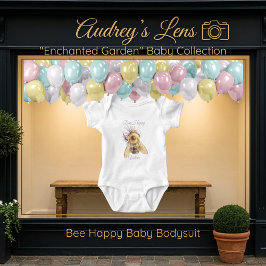 Body Para Bebê Whimsical Bumblebee & Wildflowers "Bee Happy"