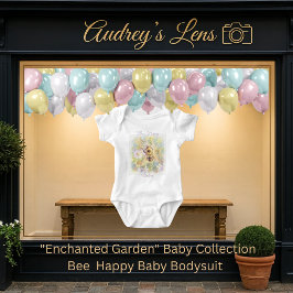 Body Para Bebê Whimsical Bumblebee & Wildflowers "Bee Happy"