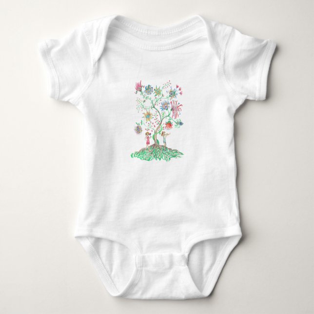 Body Para Bebê Whimsical Floral Tree  (Frente)