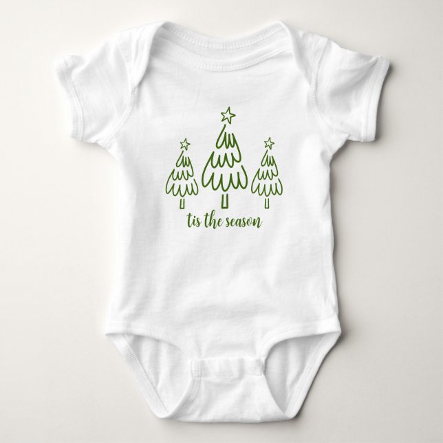 Body Para Bebê Whimsical Hand Drawn Doodle Green (Frente)
