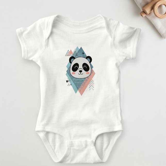 Body Para Bebê White Baby Bodysuit with Cute Panda  (Criador carregado)