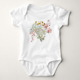 Body Para Bebê White Floral Baby Girl Bodysuit