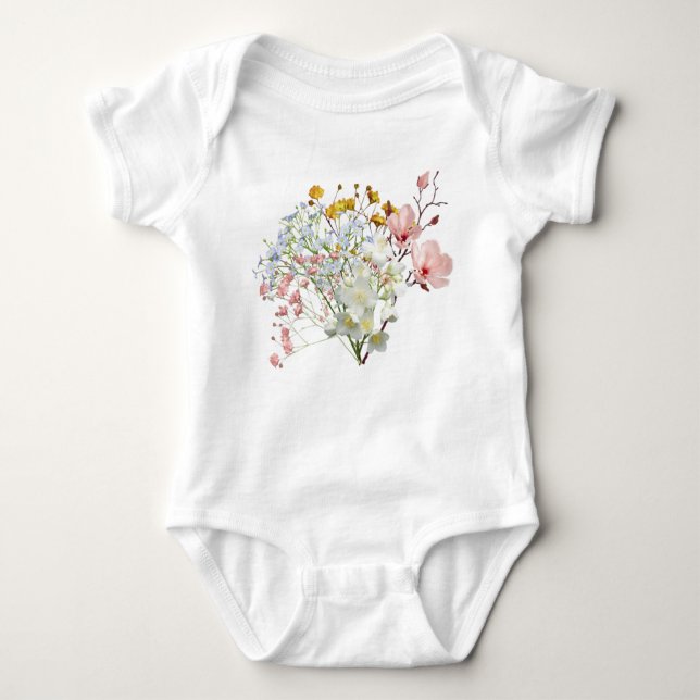 Body Para Bebê White Floral Baby Girl Bodysuit (Frente)