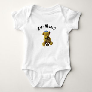 Body Para Bebê White Ladbat Shabbat Teddy Bear Bear Bear Bodysim