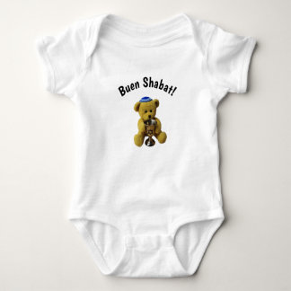 Body Para Bebê White Ladbat Shabbat Teddy Bear Bear Bear Bodysim