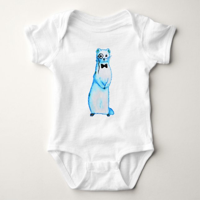 Body Para Bebê White Stoat Ermine Cute Ferret Arte (Frente)