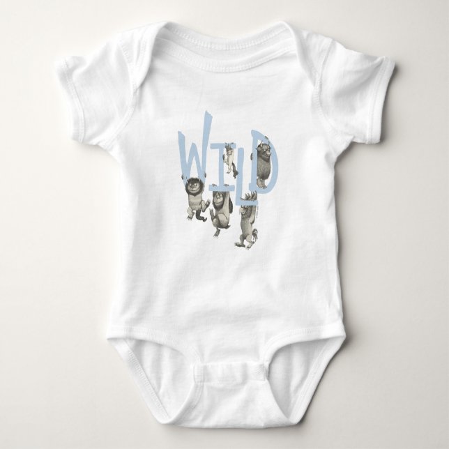 Body Para Bebê WILD | Coisas Selvagens e Max - Azul (Frente)