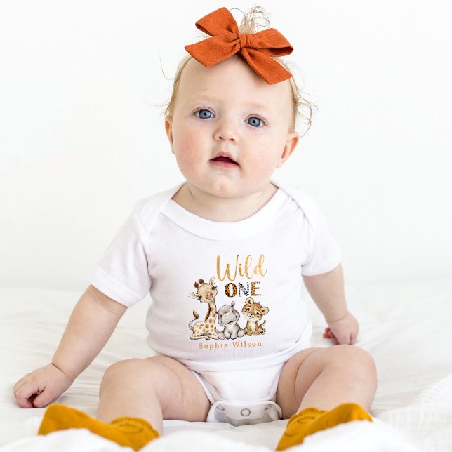 Body Para Bebê Wild One 1st Birthday Baby Bodysuit (Criador carregado)