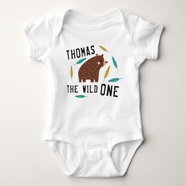 Body Para Bebê Wild One First Birthday Boy (Frente)